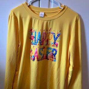 SHEIN Bright Yellow Easter Long Sleeve Tee